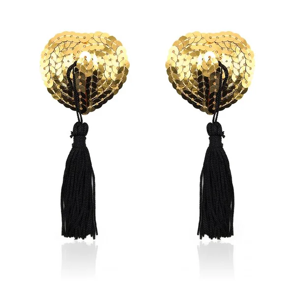 Heart Nipple Cover with Gold Sequins