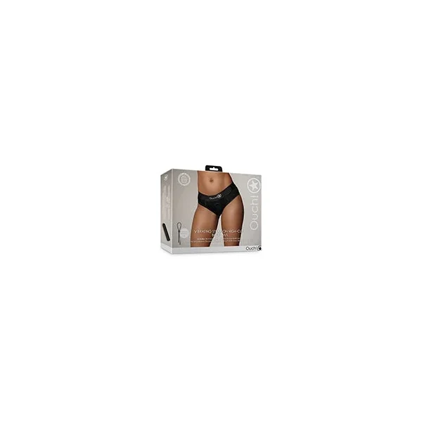 Hella Raw Shots Ouch Vibrating Strap On High-cut Brief – Black