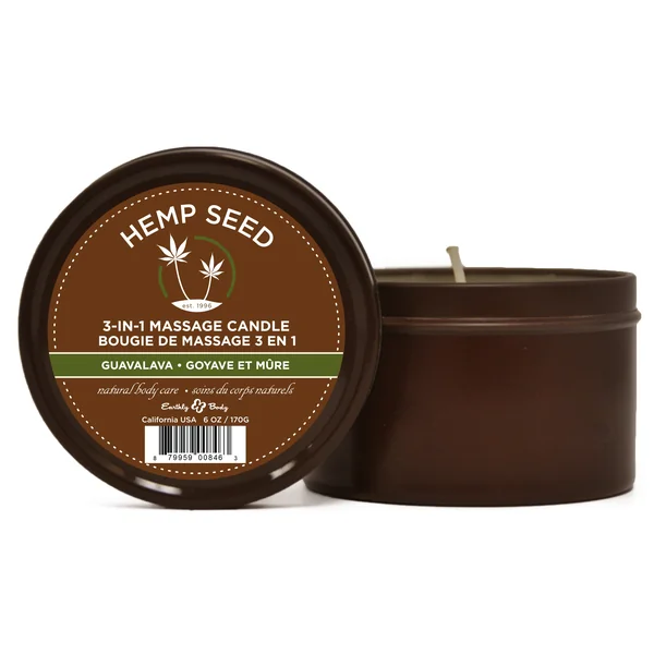 Hemp Seed 3-in-1 Massage Candle - Guavalava - 6 Oz.