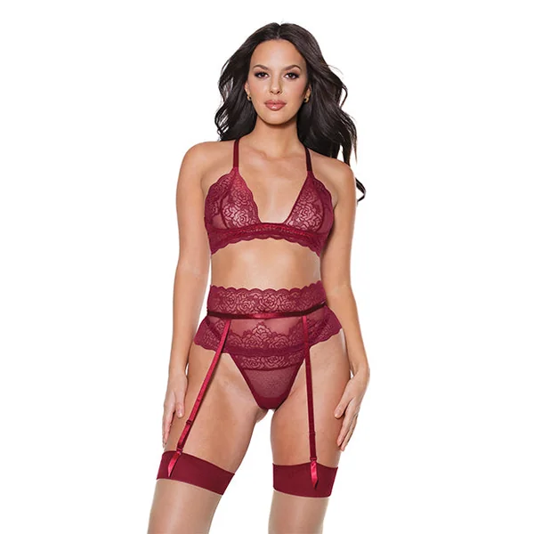 Holiday Bra, Garter Belt & Thong Merlot