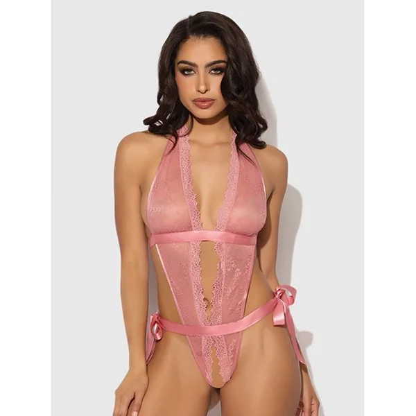 House of Desire Kiki Lace & Satin Drop Off Teddy