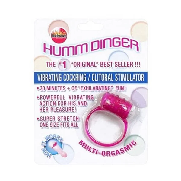Humm Dinger Vibrating Penis Ring Clitoral Stiimulator - Purple