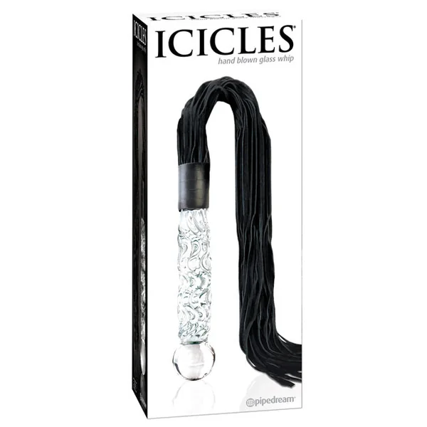 Icicles No. 38 Hand Blown Glass Handled Whip - Clear