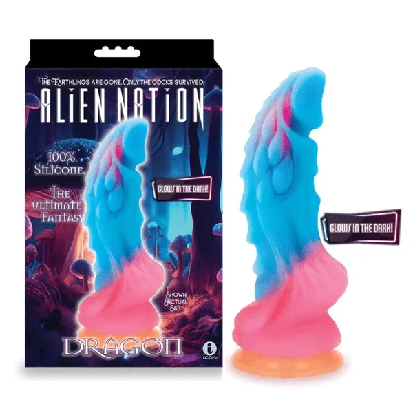 Icon Brands AlienNation Glow In The Dark Dragon Silicone Dildo