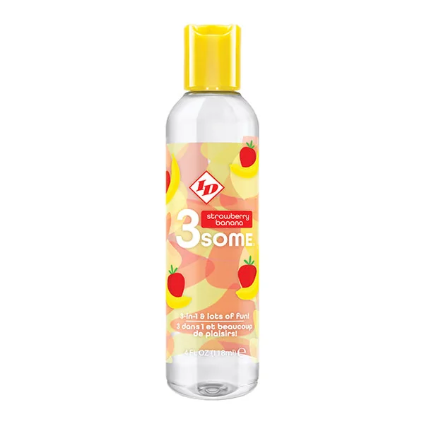 Id 3some 3 In 1 Lubricant - 4 Oz Strawberry Banana