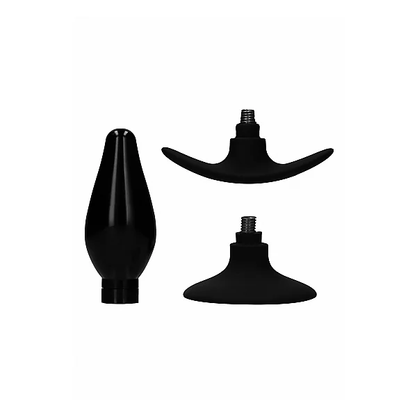INTERCHANGEABLE BUTT PLUG SET ROUNDED LARGE BLACK