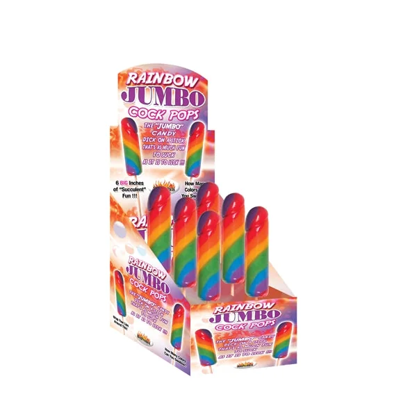 Jumbo Rainbow Cock Pops 6 Piece Display