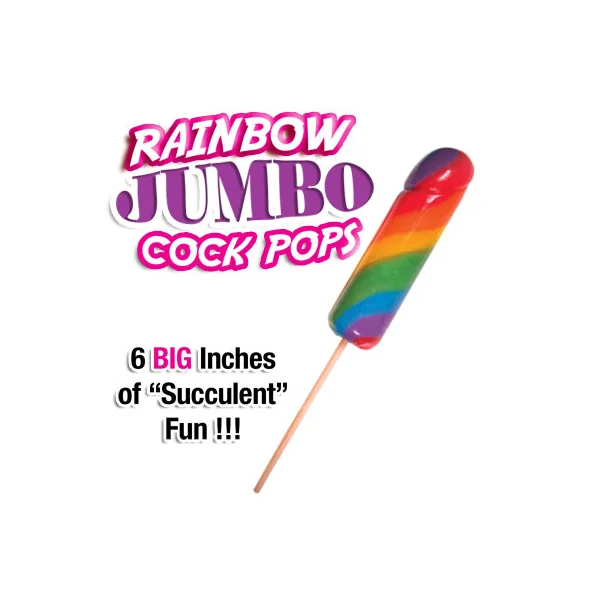 JUMBO RAINBOW COCK POPS 6PC DISPLAY