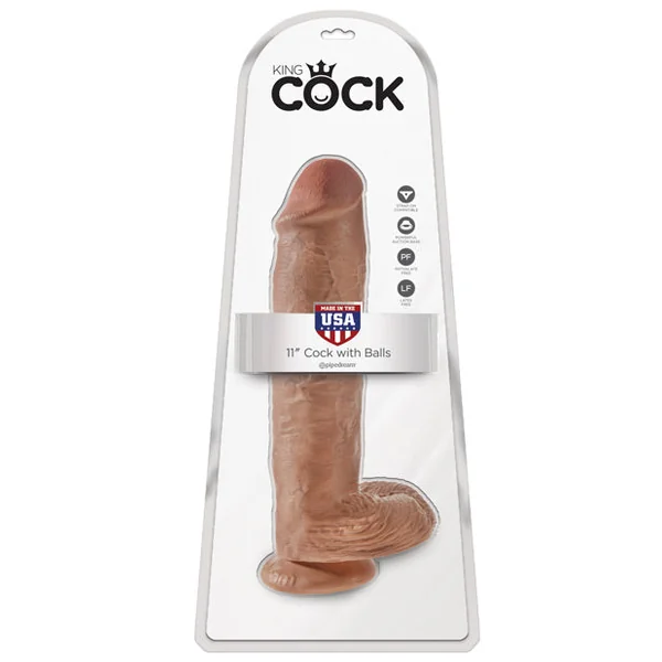 King Cock 11" Cock W-balls - Tan