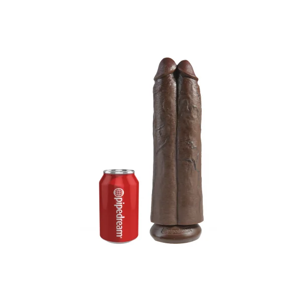 KING COCK 11 IN TWO COCKS ONE HOLE BROWN