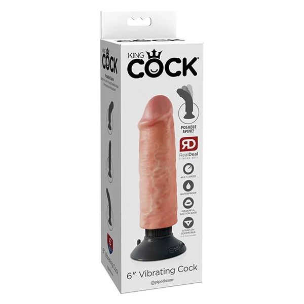 King Cock 6″ Vibrating Cock – Flesh