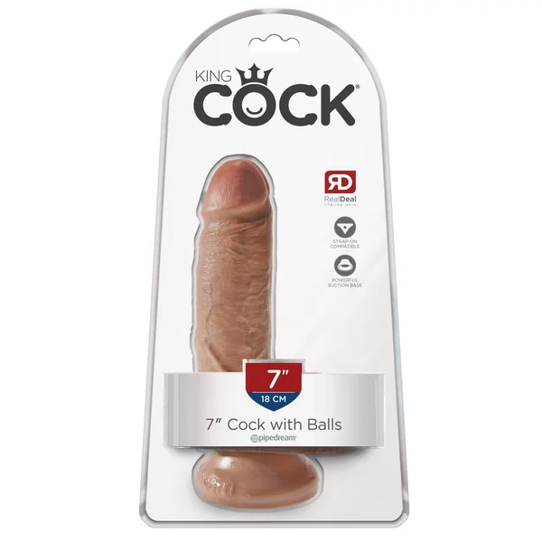 King Cock 7 Inch Cock With Balls - Tan
