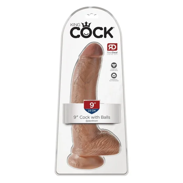 King Cock 9″ Cock w/Balls – Tan