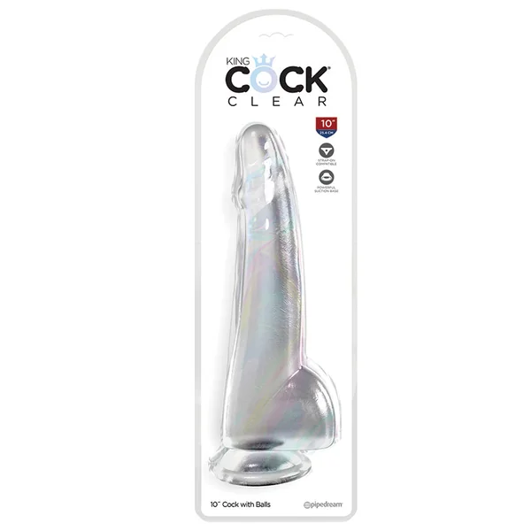 King Cock Clear 10" Cock with Balls - Clear