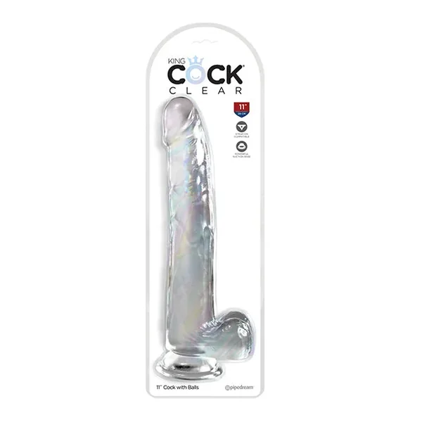King Cock Clear 11″ Cock w/Balls – Clear