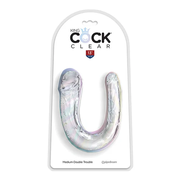 King Cock Clear Medium Double Trouble Dildo - Clear