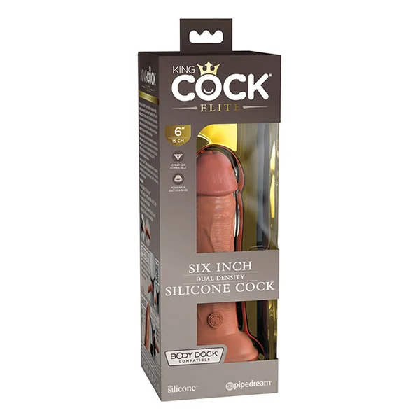 King Cock Elite 6" Dual Density Silicone Cock - Tan