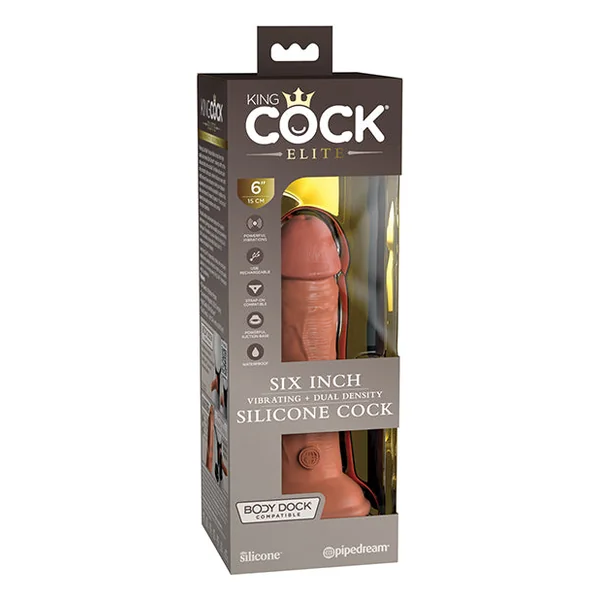 King Cock Elite 6" Dual Density Vibrating Silicone Cock