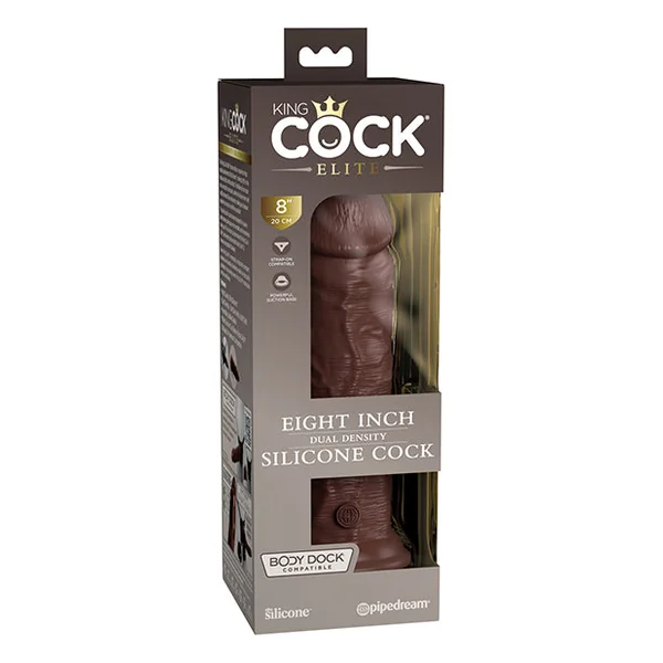 King Cock Elite 8" Dual Density Silicone Cock - Brown