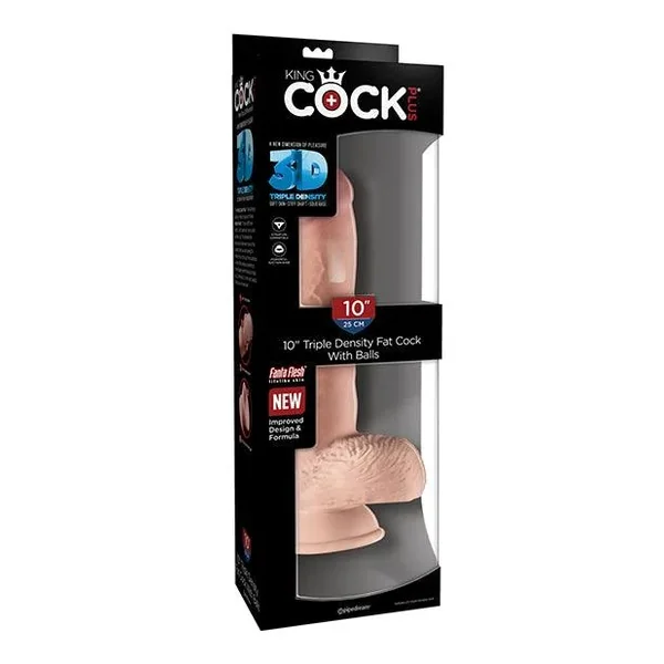 King Cock Plus 10″ Triple Density Fat Cock W-balls
