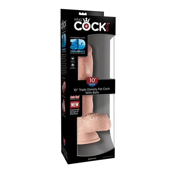 King Cock Plus 10" Triple Density Fat Cock W-balls