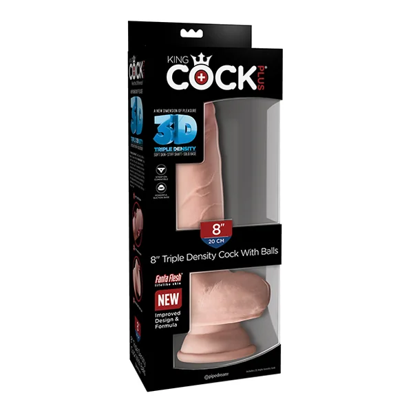 KING COCK PLUS 8 IN TRIPLE DENSITY W/ BALLS LIGHT