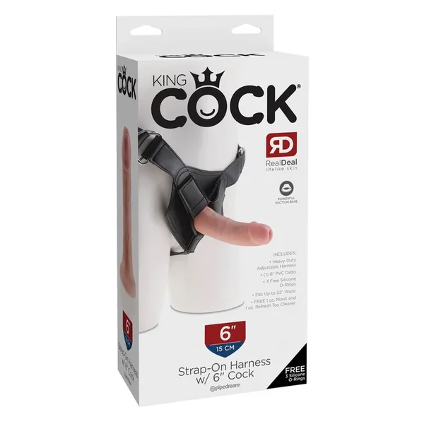 King Cock Strap On Harness w/6″ Cock – Flesh