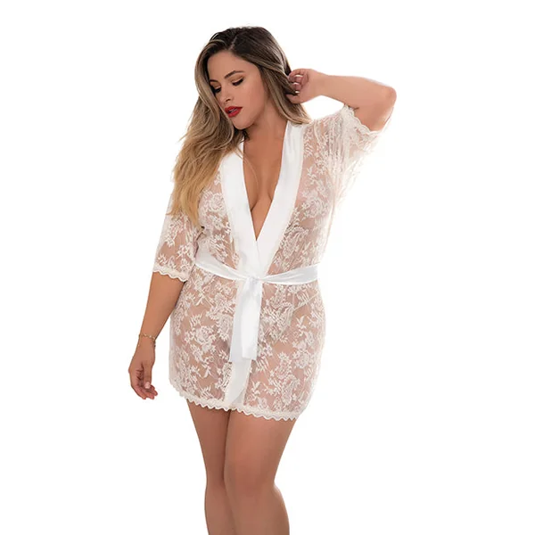 Lace Robe W/matching G-string Ivory