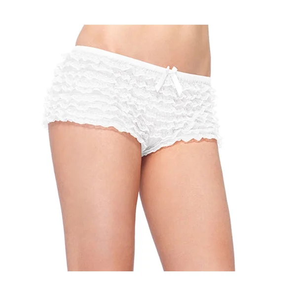 Lace Ruffle Tanga Shorts - One Size - White