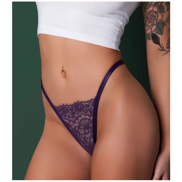 LACE THONG PLUM L/XL