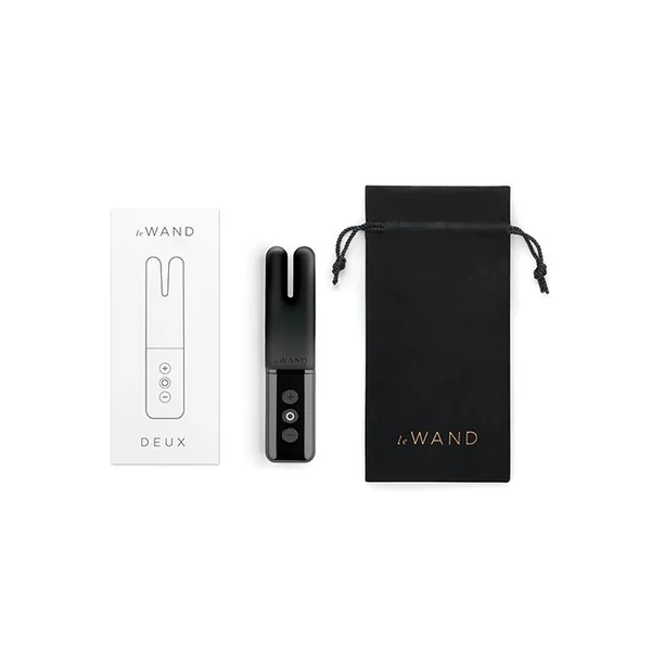 Le Wand Deux Chrome Twin Motor Rechargeable Vibrator - Black