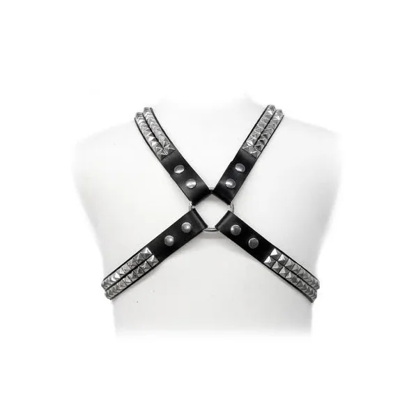 LEATHER BODY - PYRAMID STUD HARNESS
