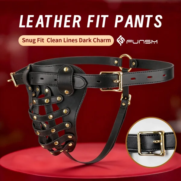 Leather Strap-on Bondage G-String - Mesh Open Design BDSM Toys