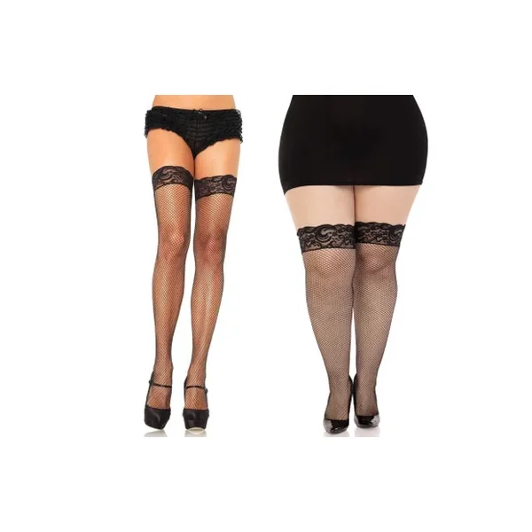 Leg Avenue 9122/Q Nicole Fishnet Thigh High Stockings Black