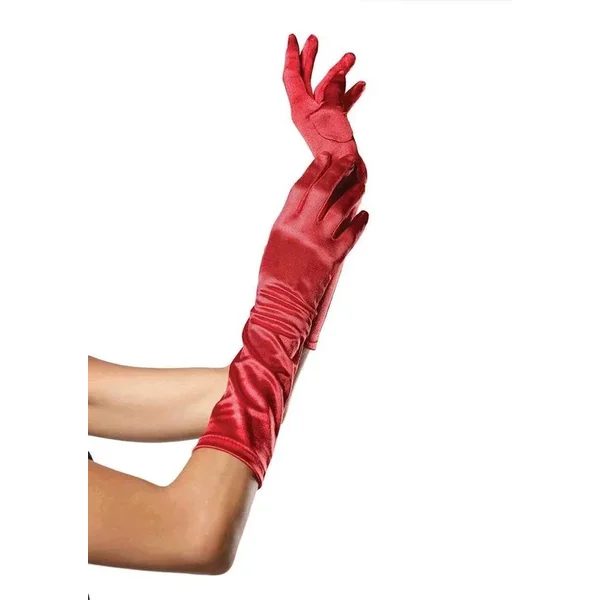 Leg Avenue Elbow Length Satin Gloves – OS – Red