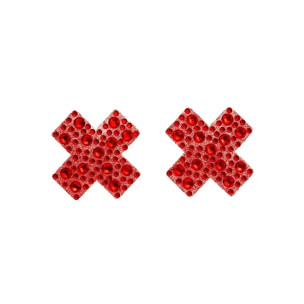 Leg Avenue X Factor Adhesive Nipple Jewel Stickers – OS – Red