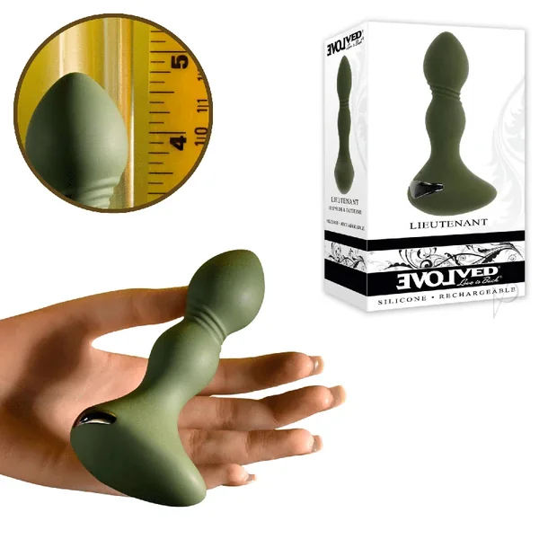 Lieutenant Rechargeable Tapered Tip Silicone Anal Plug – Green