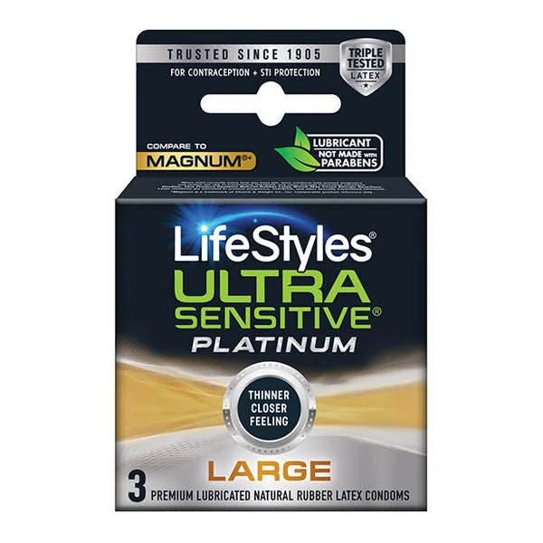 Lifestyles Ultra Sensitive Platinum Large Condom - Pack Of 3
