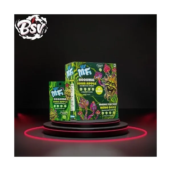 Lil MF Mushroom 4ct Extract Tablets 10pk Display Sour Apple