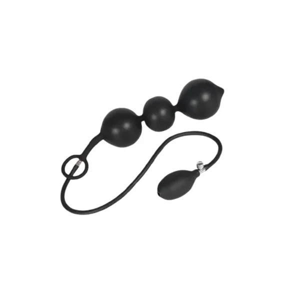 Locking Silicone Butt Plug With Inflatable Beads Stimulating Anal Sex Toy