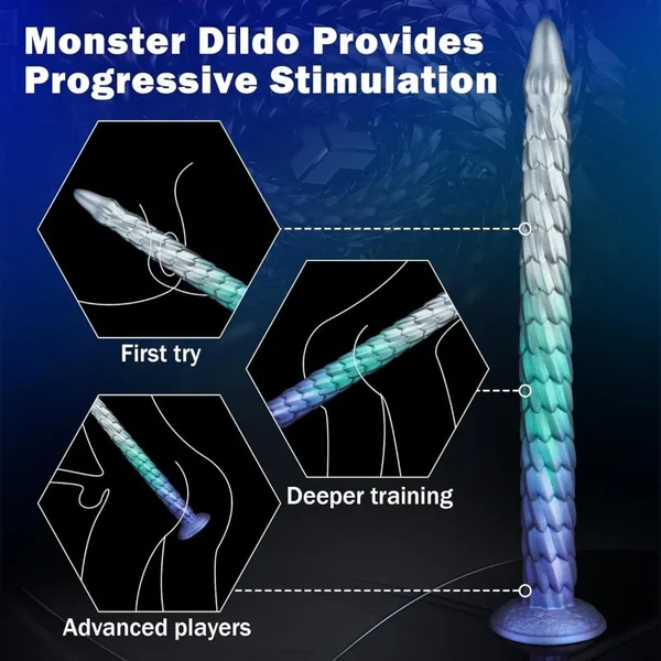 Long Fantasy Tentacle Drakes Dick Butt Plug – Gradient Blue Silicone Anal & Vaginal Expansion Sex Toys