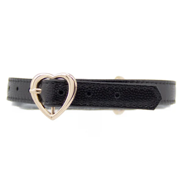 Love in Leather Heart Buckle Leather Collar