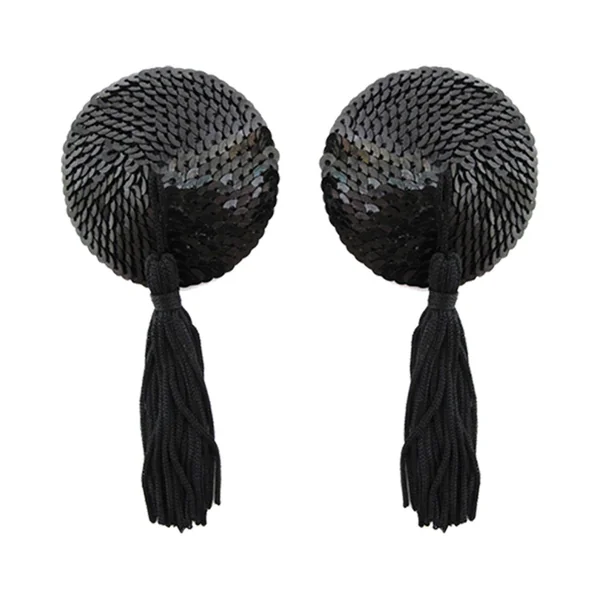 Love in Leather Sequin Nipple Pasties With Tassel