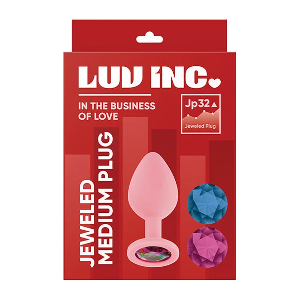Luv Inc. Jeweled Silicone Butt Plug W/three Stones - Medium Light Pink