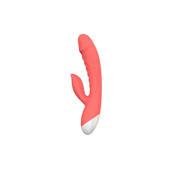 Luv Inc Rv20 Rabbit Vibrator Rechargeable Silicone Dual Stimulator, Coral