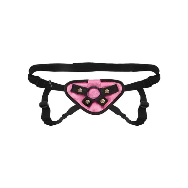 Lux Fetish Pink Velvet Strap-On Harness Adjustable