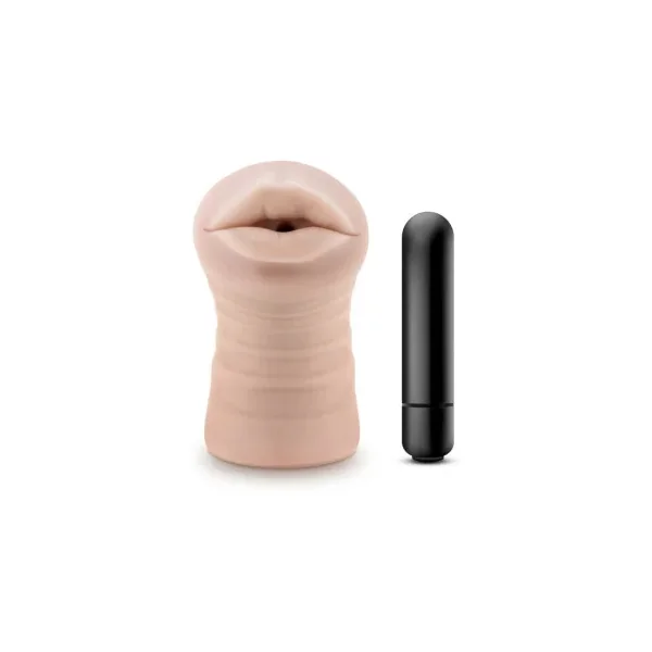 M for Men Skye Oral Stroker with Bullet Vibrator, Beige