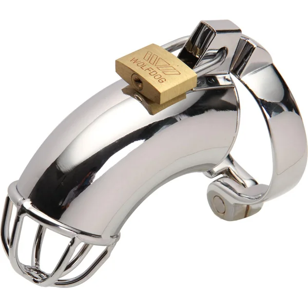 Male Chastity belt Steel Cock Cage For Man Metal Bondage Device with Spike Ring Silver Cock Cage With Semi-closed
