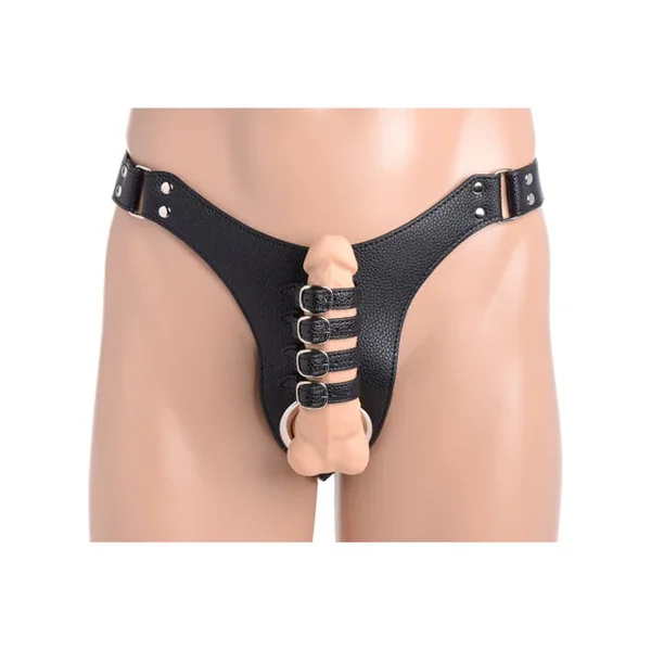 Male Chastity Harness with Anal Plug by XR