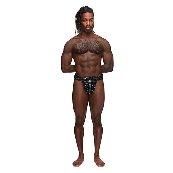 Male Power Leather Taurus Adjustable Buckle Thong